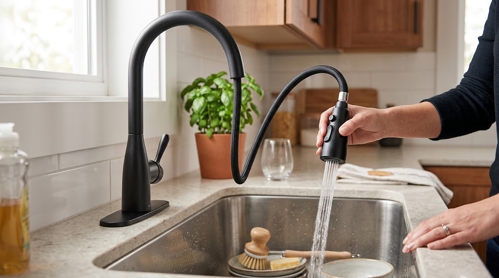 ویژگی شیر ظرفشویی شاوری: طول شلنگ، زاویه چرخش و نوع سردوش چقدر اهمیت دارد؟