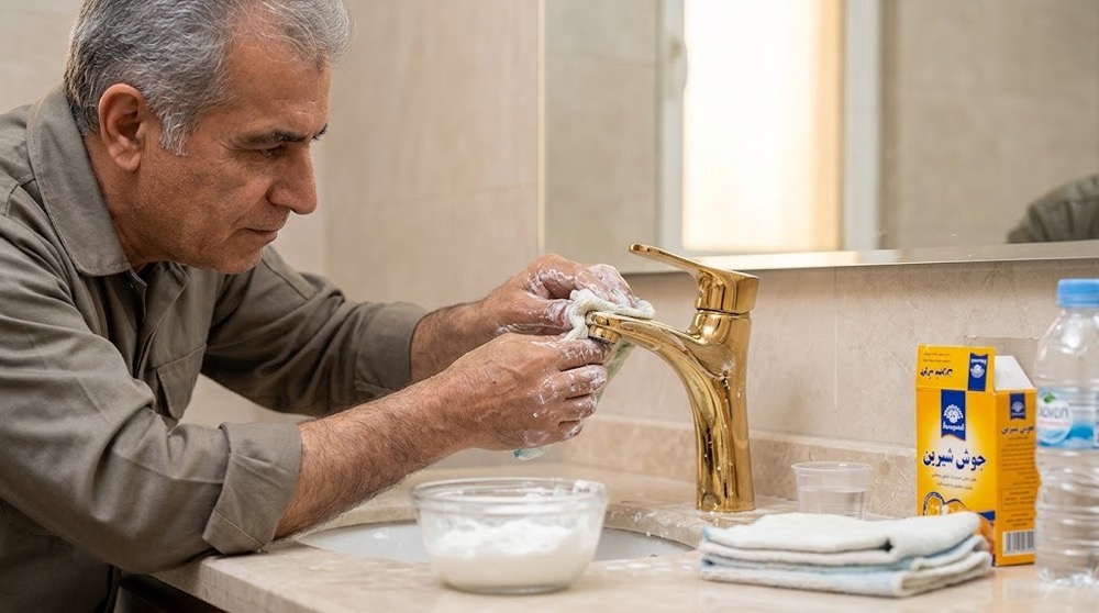 نحوه تمیز کردن و نگهداری صحیح شیرآلات طلایی و مشکی (بدون خط و خش)