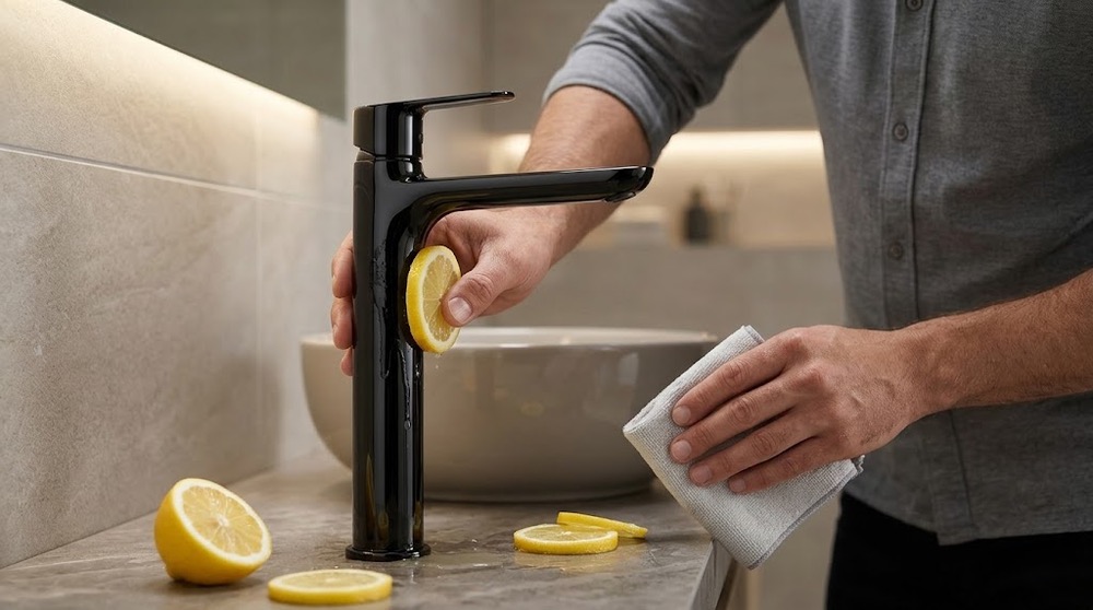 نحوه تمیز کردن و نگهداری صحیح شیرآلات طلایی و مشکی (بدون خط و خش)